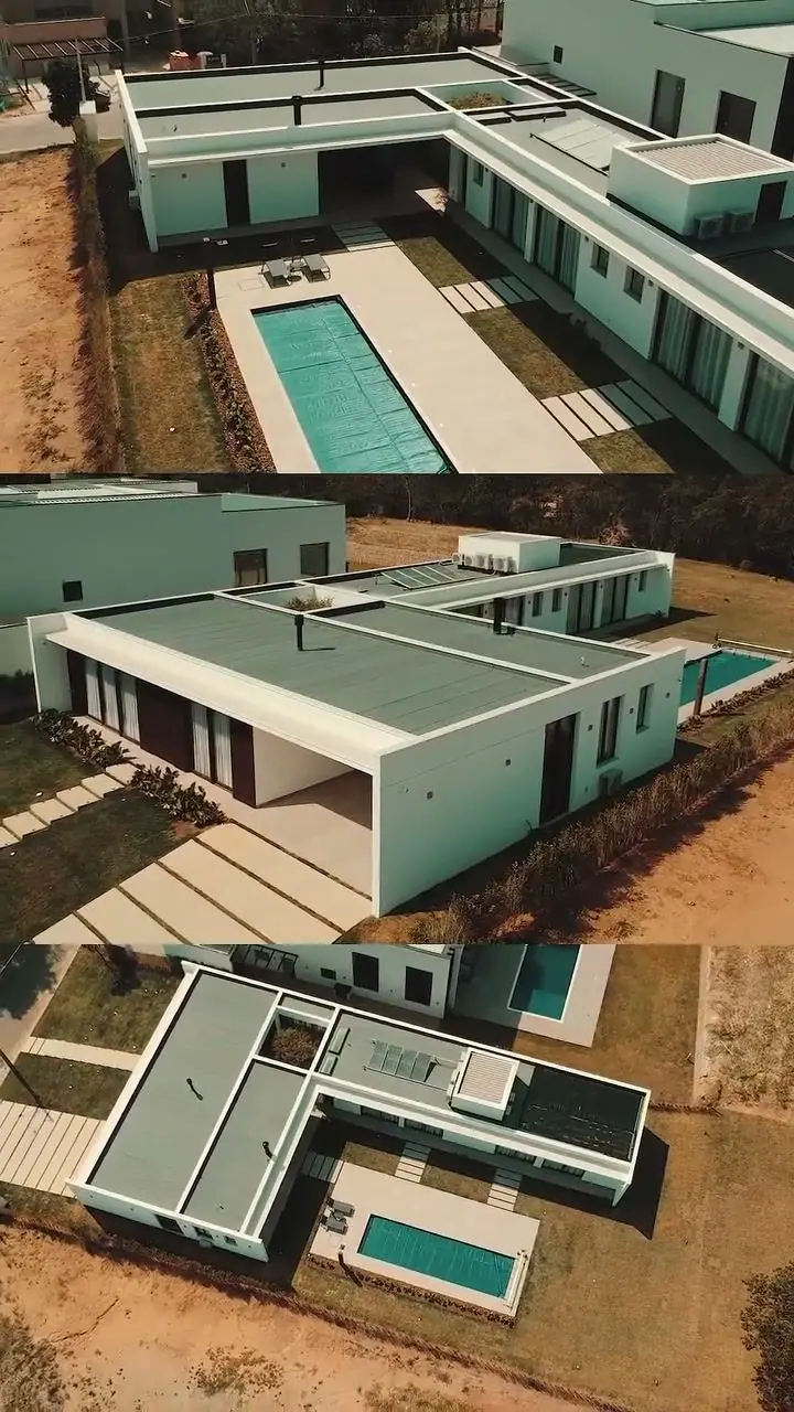 Vista aérea de residência com piscina no Condomínio Fazenda Kurumin, Itu